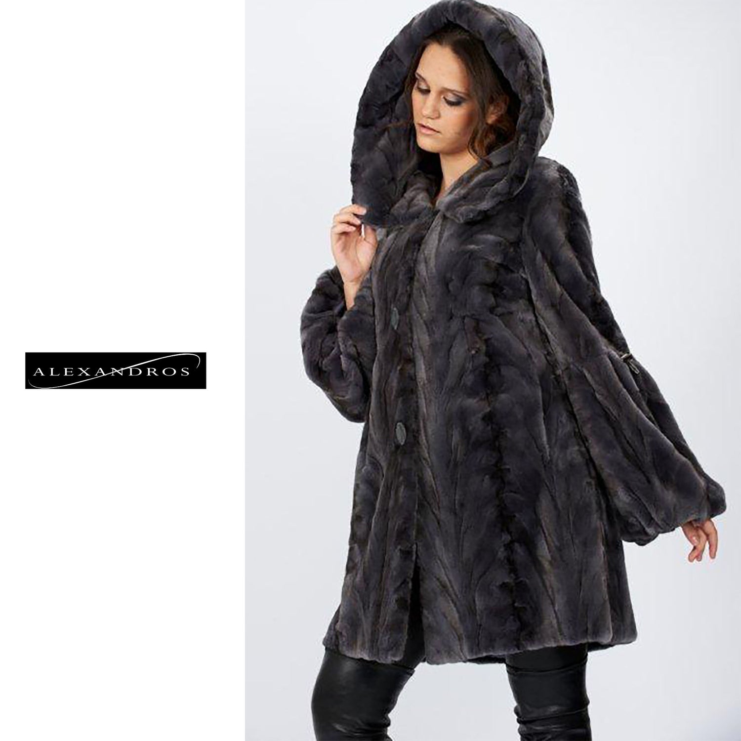 Sculptured Shear Mink With Hood - alexandros-furs